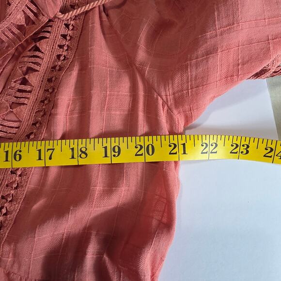 Knox Rose Dress Women L Salmon Cotton Boho Crochet Trim Tassel Peasant Dress NWT - Picture 12 of 14